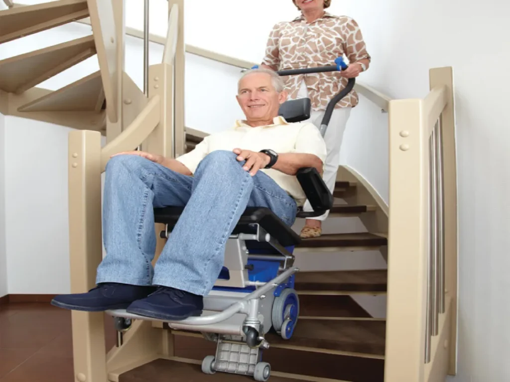 LIFTKAR PT-S 130 powered stair-climbing transport chair on a white background