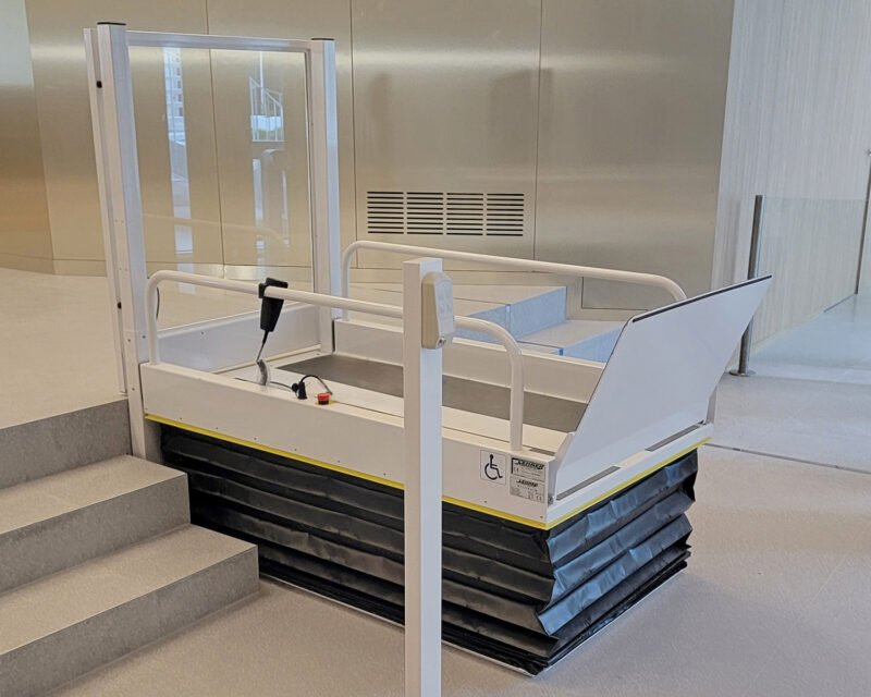 Liftboy platform lift with an upper landing door